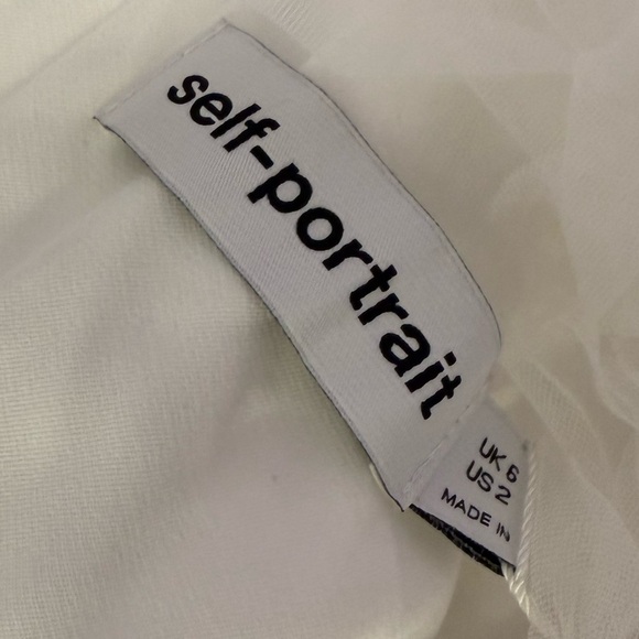 Self Portrait Embellished Tulle Satin Bow Mini Dress White Women’s Sz 2 - Picture 9 of 14